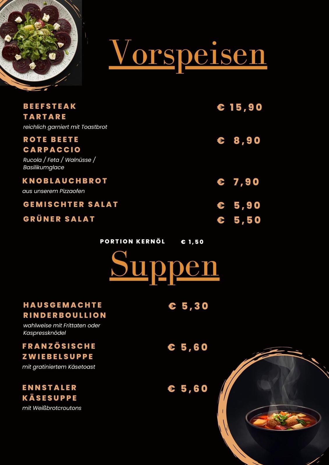 Speisekarte Restaurant Gabriel Irdning