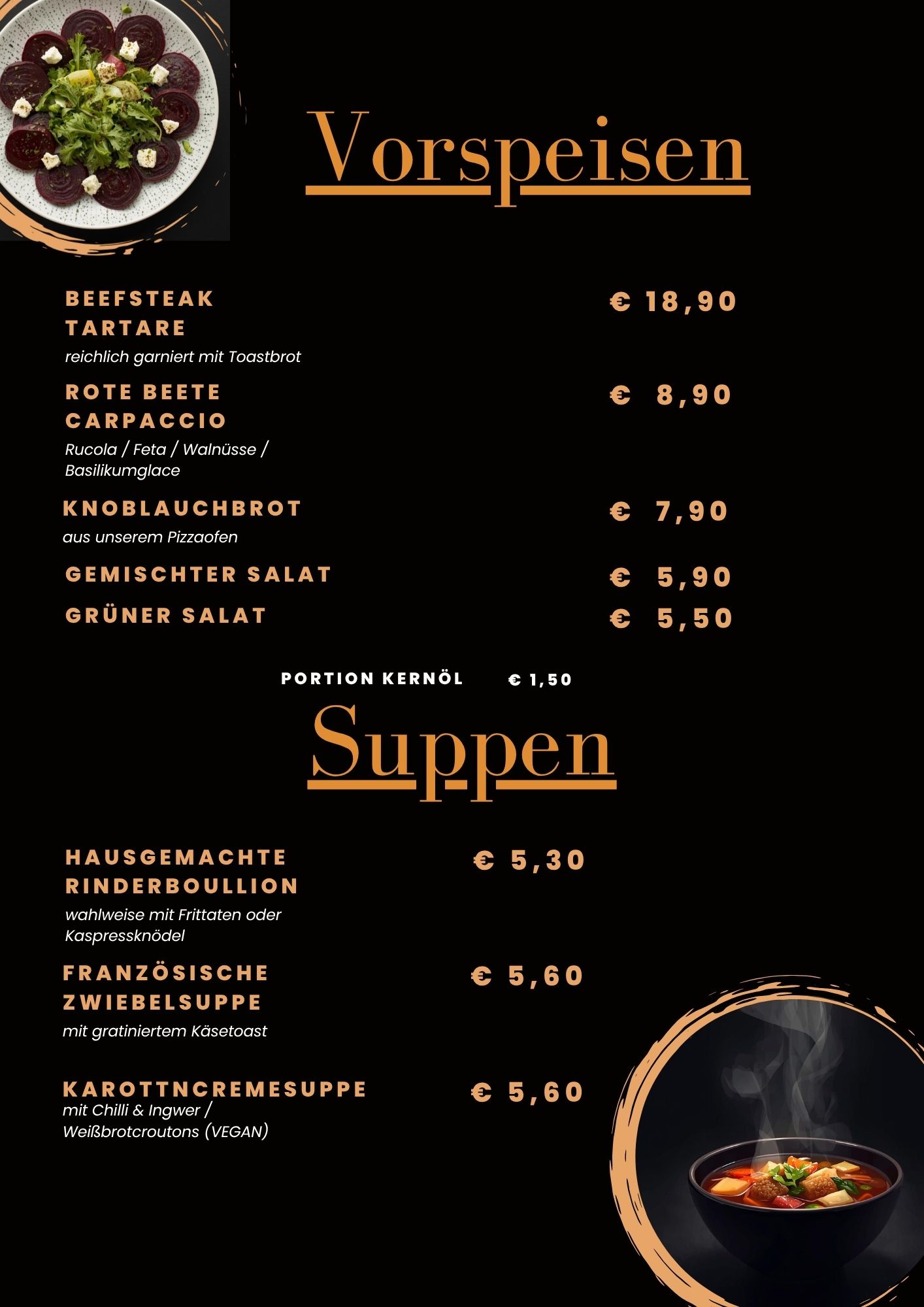 Speisekarte Restaurant Gabriel Irdning