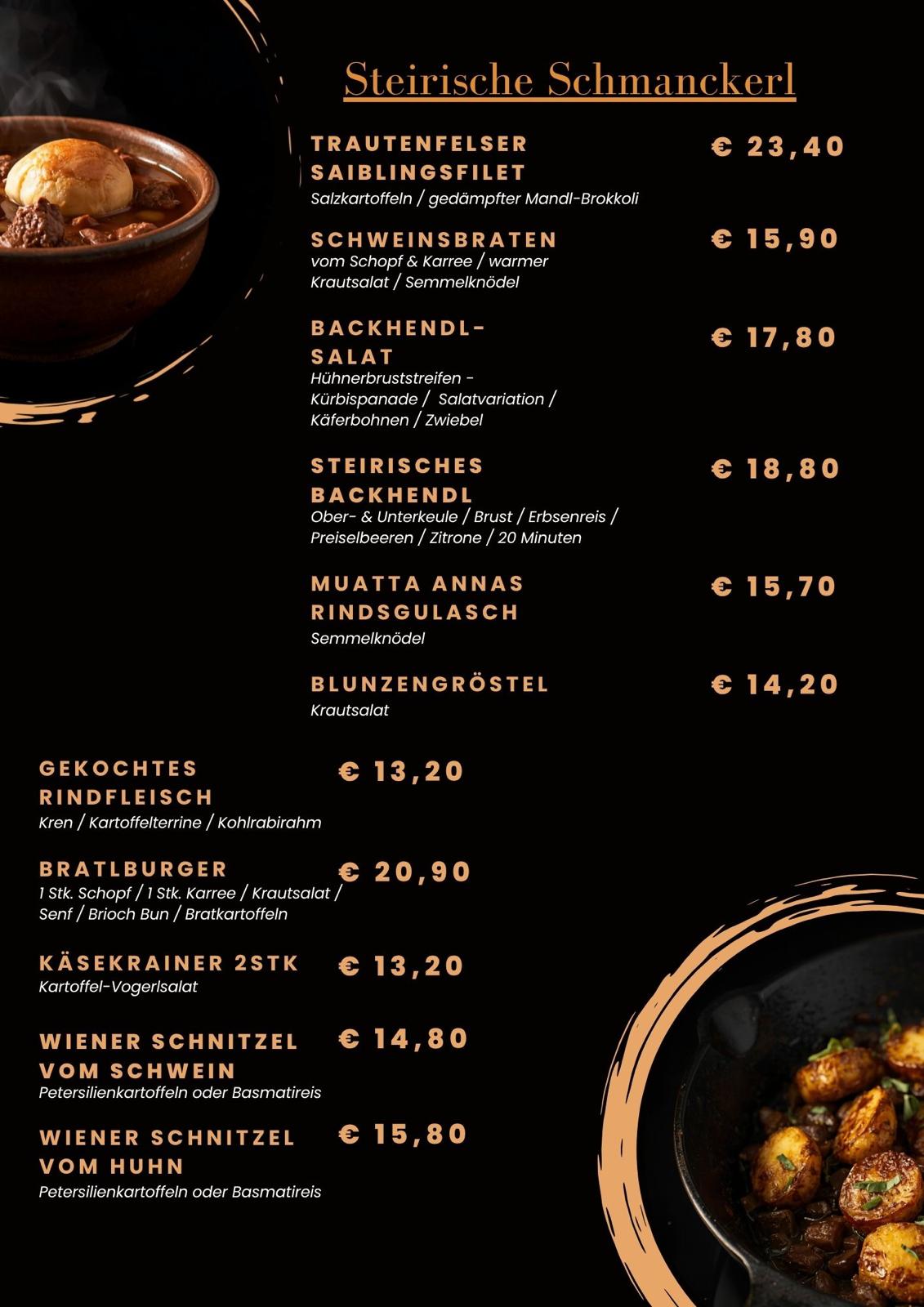 Speisekarte Restaurant Gabriel Irdning